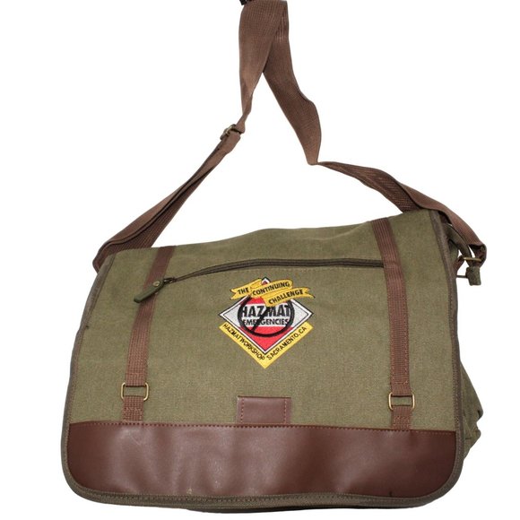 Sovrano Olive Valore Canvas Messenger Bag HazMat Advertising Embroidery Travel - Picture 1 of 10